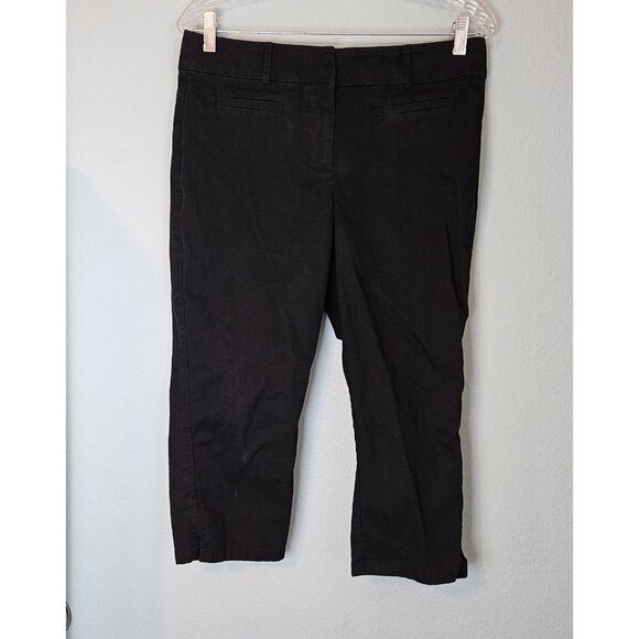 Ann Taylor Petite Curvy 8P Black Capri Pants Cotton Blend Stretch - Picture 1 of 6